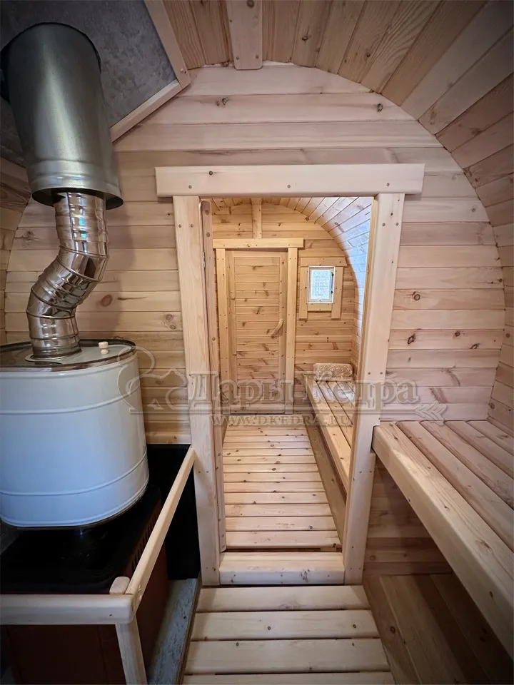 Баня-бочка буханка из кедра 4 метра