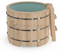 Гладкая столярная круглая купель из кедра с пластиковой вставкой